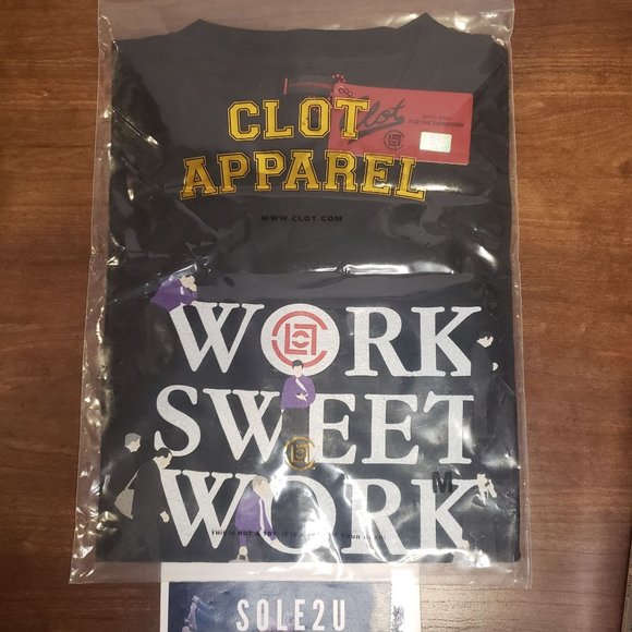 CLOT Work Sweet Work Men's Medium Black Short Sleeve T-Shirt NWT - Picture 2 of 7